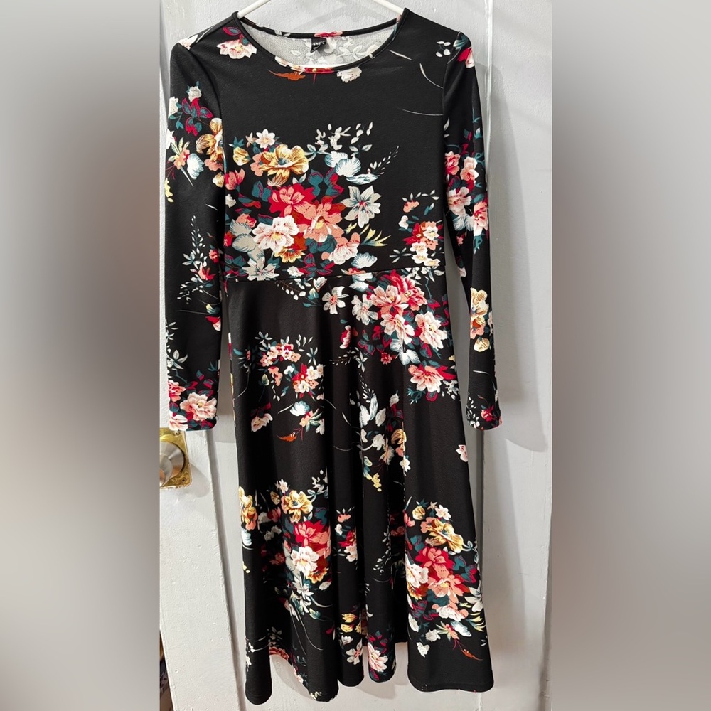 NWOT SHEIN Floral Black Dress